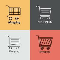 bundle of four shopping carts line style icons vector