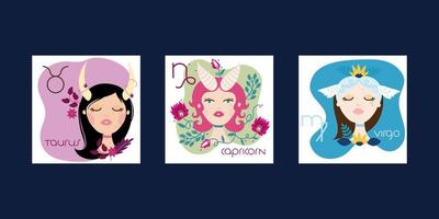 group of women with zodiac signs vector