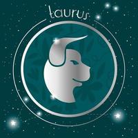 taurus zodiac sign silver design vector