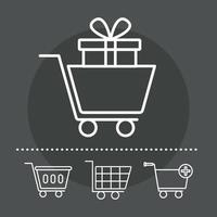 bundle of four shopping carts line style icons vector