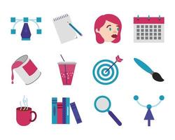 Designer flat icon set vector