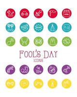 April fool's day icon set vector