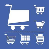 bundle of six shopping carts line style icons vector
