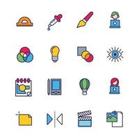 Design and arts line and fill icon set vector