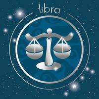 libra signo del zodiaco diseño de plata vector