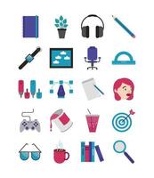 Designer flat icon set vector