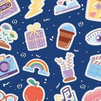 Cute pattern background with hype icons vector