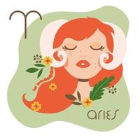 beautiful woman with aries zodiac sign vector