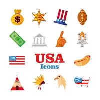 USA celebration icon set vector