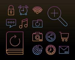 bundle of interface line style icons vector