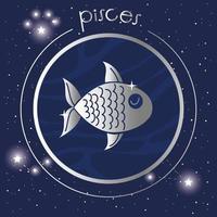 pisces zodiac sign silver design vector