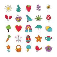 Hand-drawn spring icon set vector