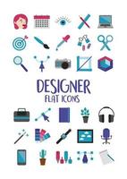 Designer flat icon set vector