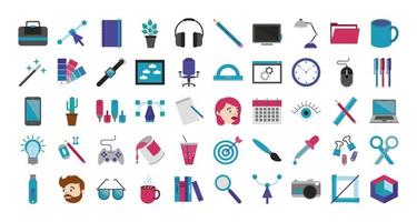 Designer flat icon set vector