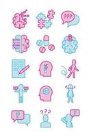 Alzheimer's disease icon set vector