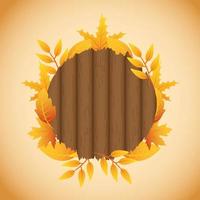 Autumn banner with foliage circular frame vector