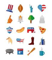 conjunto de iconos de celebración de estados unidos vector