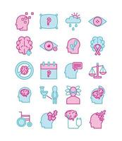 conjunto de iconos de la enfermedad de alzheimer vector