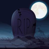 Halloween dark night scene with tombstone vector