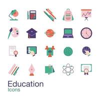 School and education flat-style icon set