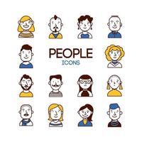 People characters icon set vector