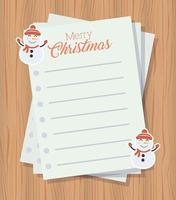 merry christmas card with letter sheets vector