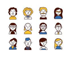 People characters icon set vector