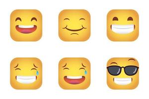 conjunto de caras de emoticonos cuadrados vector