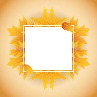 Autumn leaves foliage square frame vector