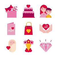 bundle of mothers day icons vector