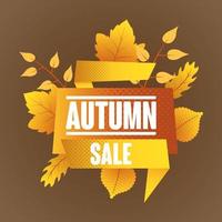 Autumn sale banner with foliage vector