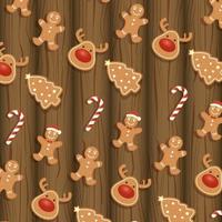 merry christmas card with ginger cookies pattern vector