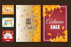 conjunto de banner de temporada de venta de otoño vector