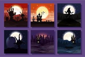 Bundle of Halloween scenes vector