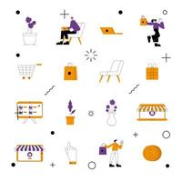 Online store icon set vector