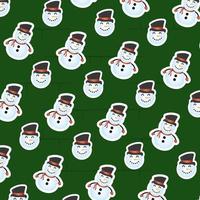 merry christmas card with snowman pattern vector