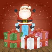 tarjeta de feliz navidad con santa claus vector