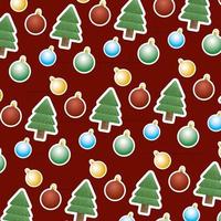 merry christmas card with trees and balls pattern vector