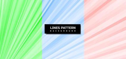 Set of abstract green, blue, red, diagonal lines pattern background. vector