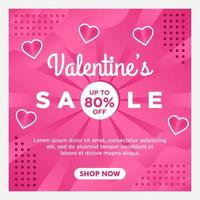 Plantilla de redes sociales de venta de feliz día de San Valentín con fondo rosa vector