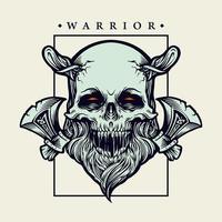 Viking skull Warrior with axes vector illustration