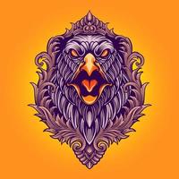 Angry Eagle with Ornaments Illustration vector