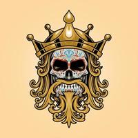 King Dia De Los Muertos Skull Gold Illustration vector