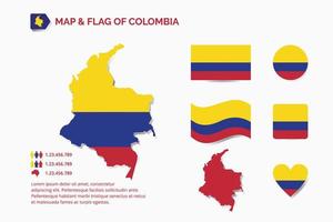 mapa y bandera de colombia vector