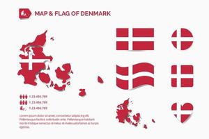 map and flag of Denmark vector