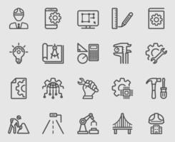 conjunto de iconos de línea de ingeniería vector