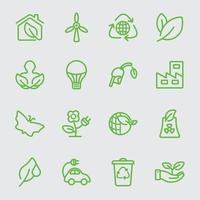 conjunto de iconos de línea de ecología vector