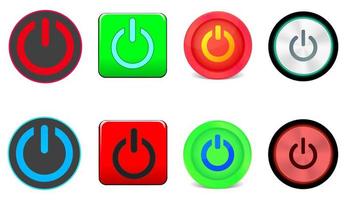 Set of Power ON OFF Button Icons. Turn Off. Turn On. Shutdown. Booting. Vector