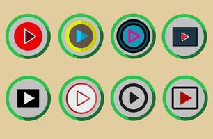 Set of Play media button in colorful flat style vector