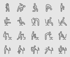 Exercise for People working, office, workplace line icons set vector